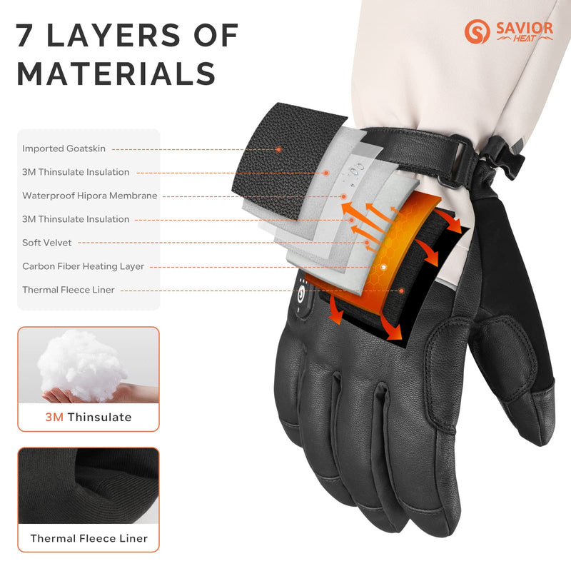 Load image into Gallery viewer, Savior Heated Ski Gloves 2.0 – Bluetooth & Waterproof Goatskin