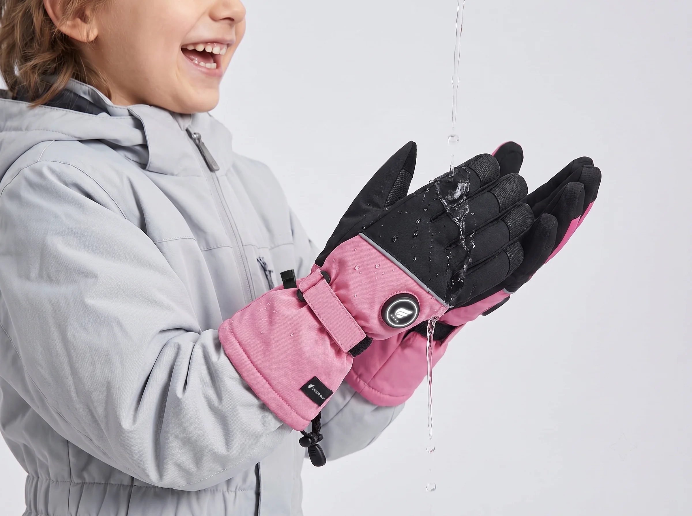 Water-Resistant Protection on Lightweight Kids Heated Ski Gloves by SAVIOR HEAT