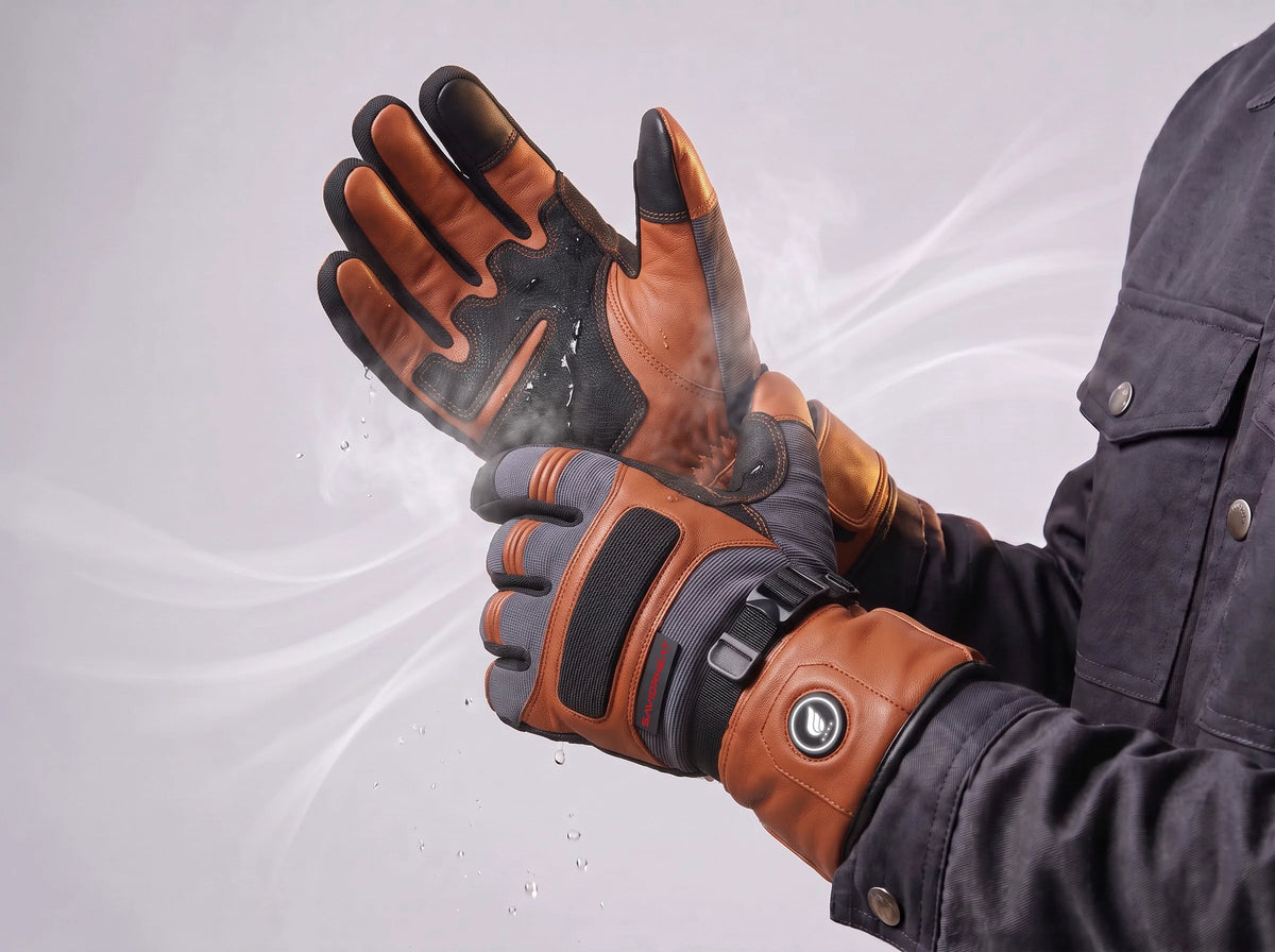 Waterproof, Windproof Goatskin Heated Work Gloves in Classic Brown by SAVIOR HEAT