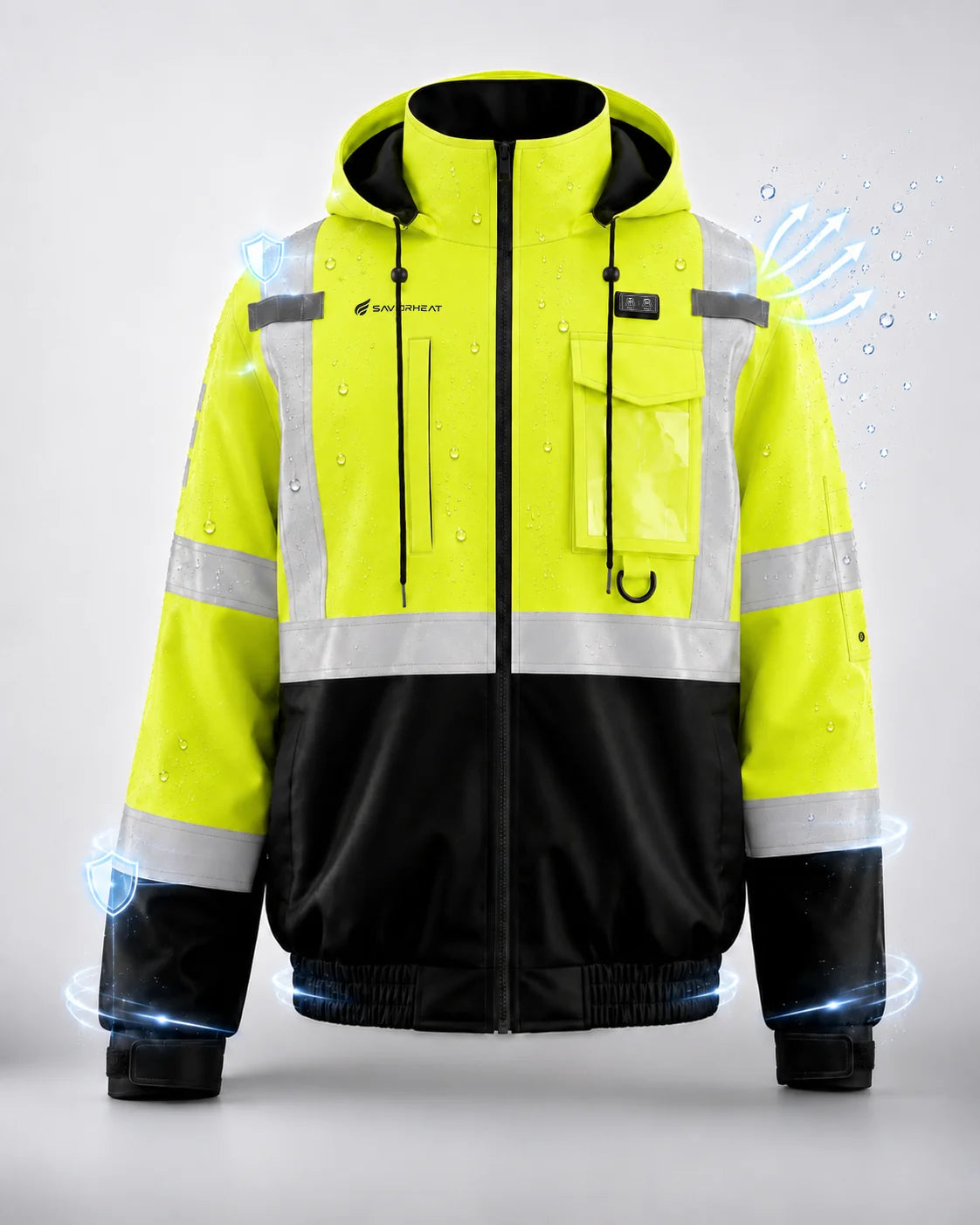 Rugged Weather Protection – SAVIOR HEAT Hi-Vis Utility Heated Work Jacket