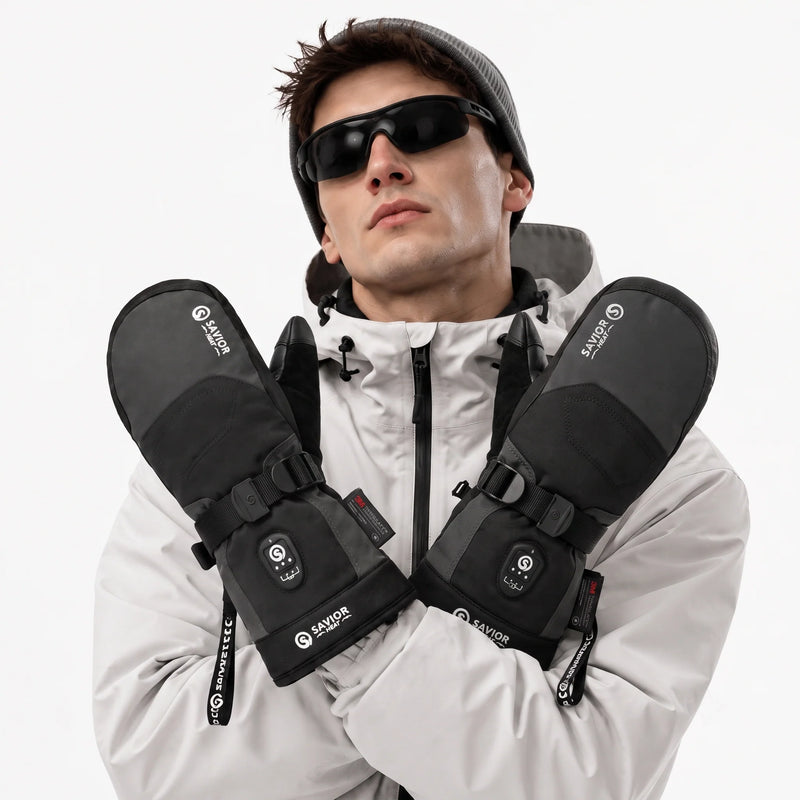 Load image into Gallery viewer, Savior Heated Ski Mittens 2.0 Upgraded Bluetooth Control Waterproof Goatskin Palm 09
