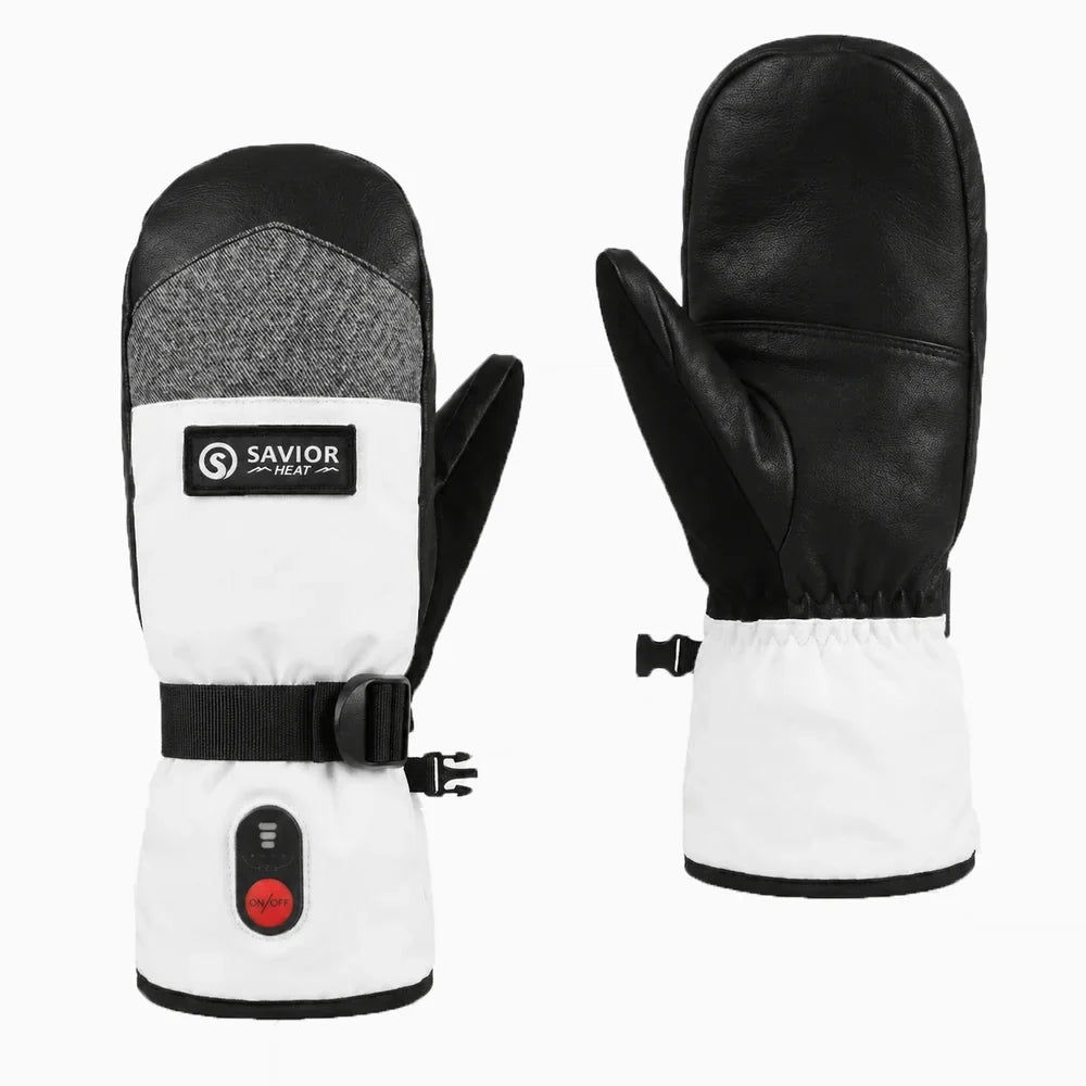 Savior Heated Ski Mittens 2.0 3000mAh Battery Fast Charging Waterproof Sheepskin Material - Savior Heat UK Official Store