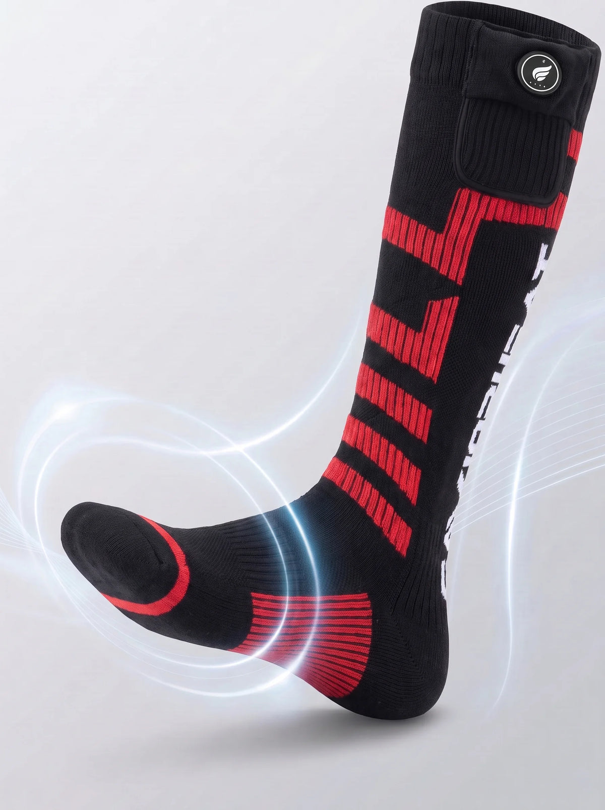 Targeted toe heating on SAVIOR HEAT Stable Fit Heated Ski Socks for added warmth in cold conditions