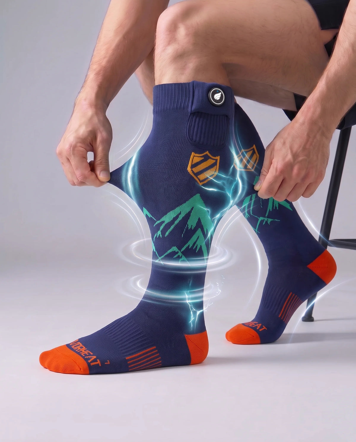 Flexible support zones on SAVIOR HEAT Cushioned Boot Comfort Heated Ski Socks for a secure, comfortable fit