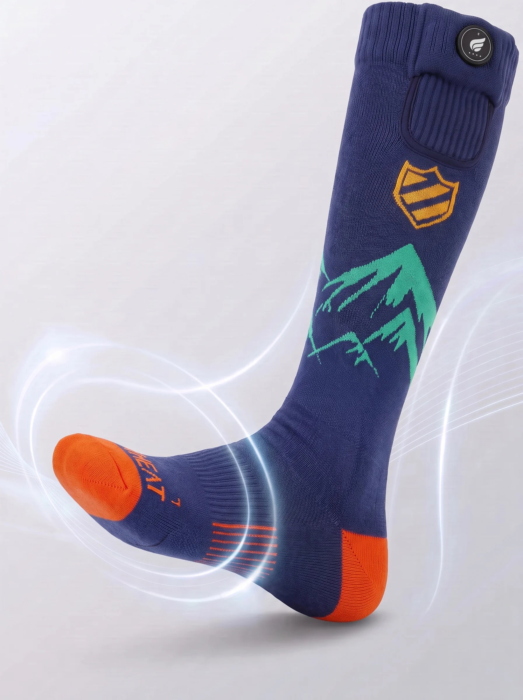Targeted toe heating on SAVIOR HEAT Cushioned Boot Comfort Heated Ski Socks for added warmth in cold conditions
