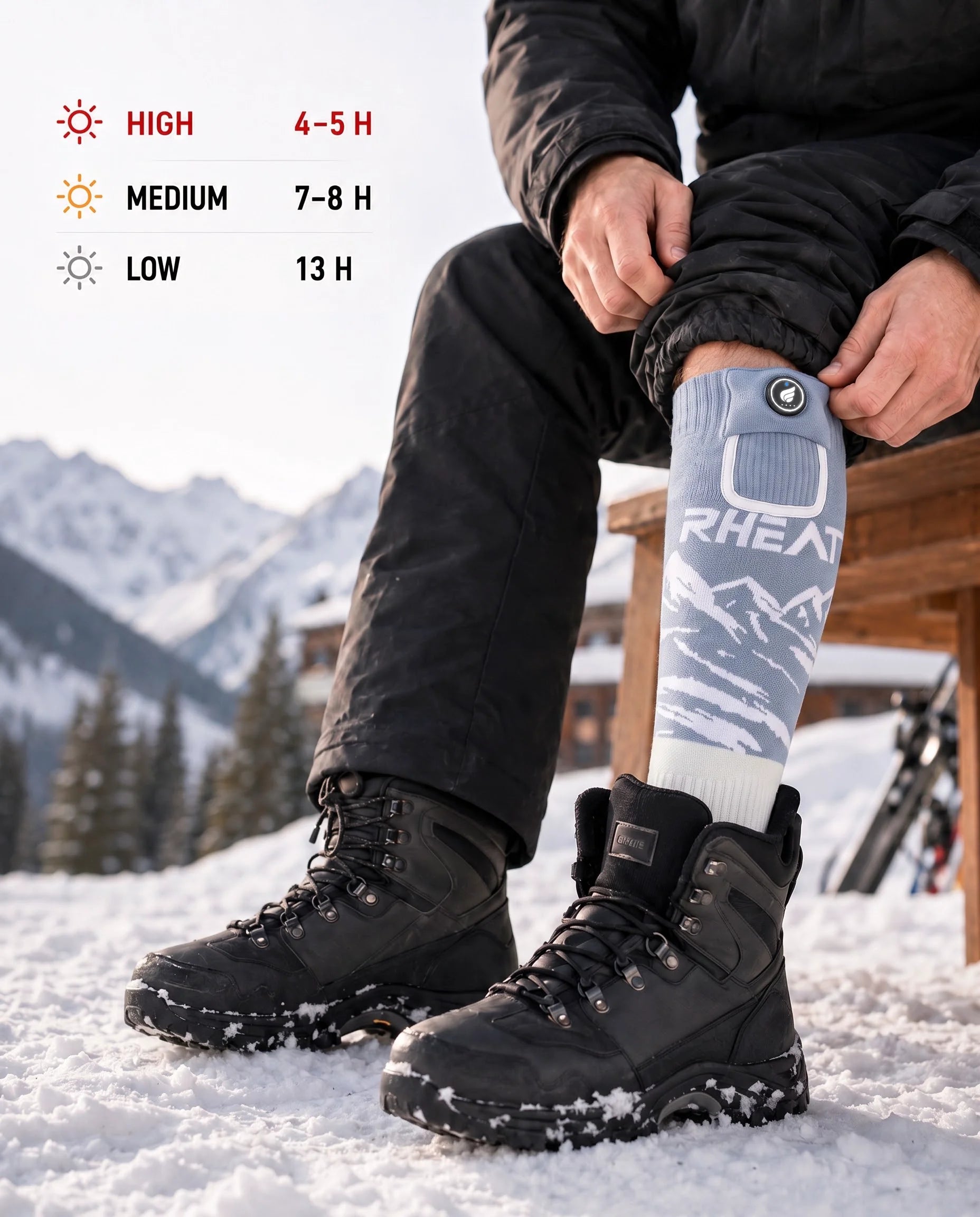Machine-washable SAVIOR HEAT Heat-Transfer Arch Support Heated Ski Socks for easy winter care
