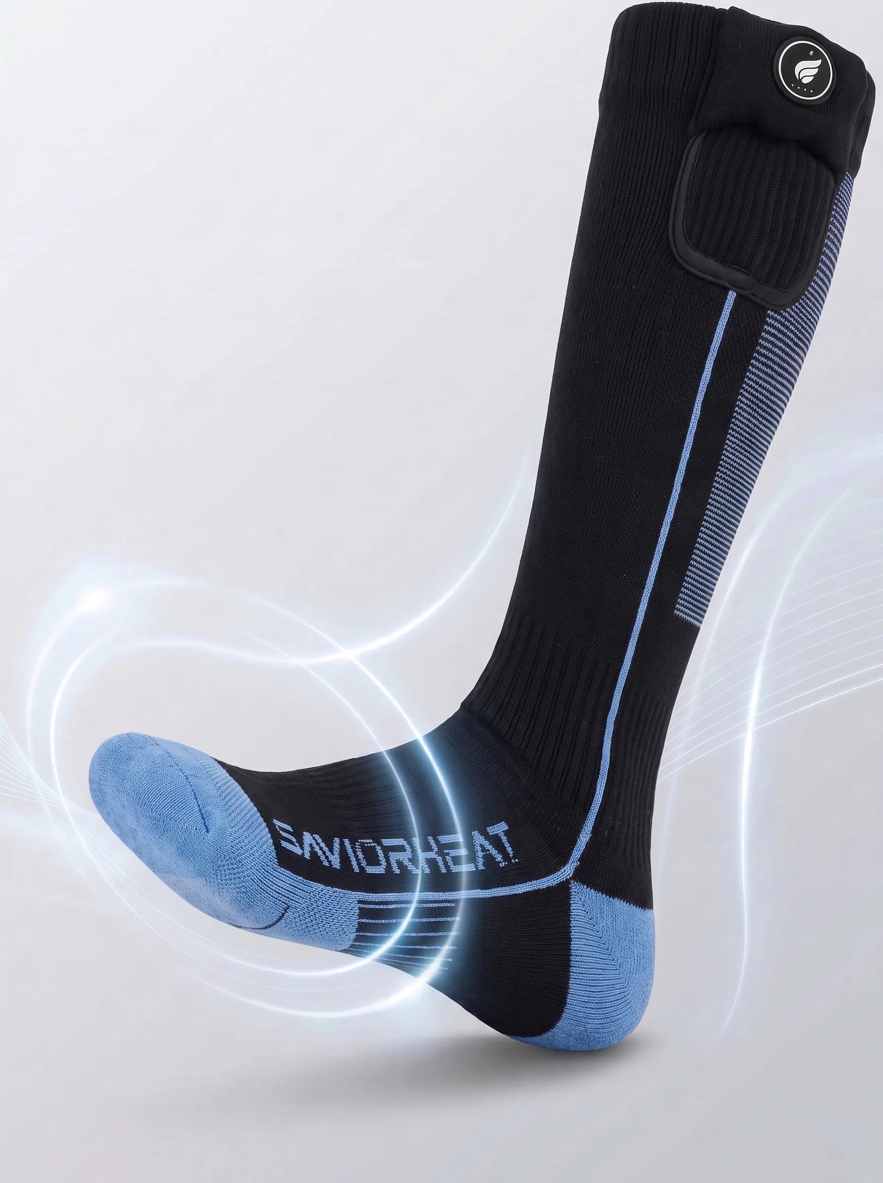 Targeted toe heating on SAVIOR HEAT Arch Support Heated Ski Socks for added warmth in cold conditions