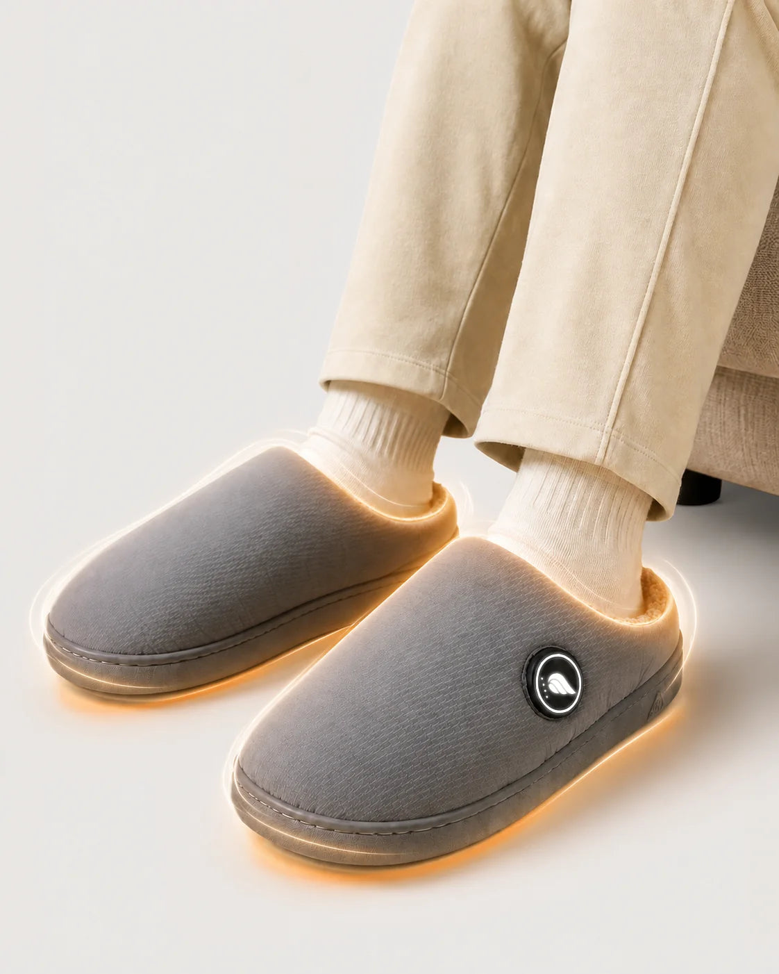 Easy Slip-On Heated Slippers with an easy slip-on shape for quick everyday warmth