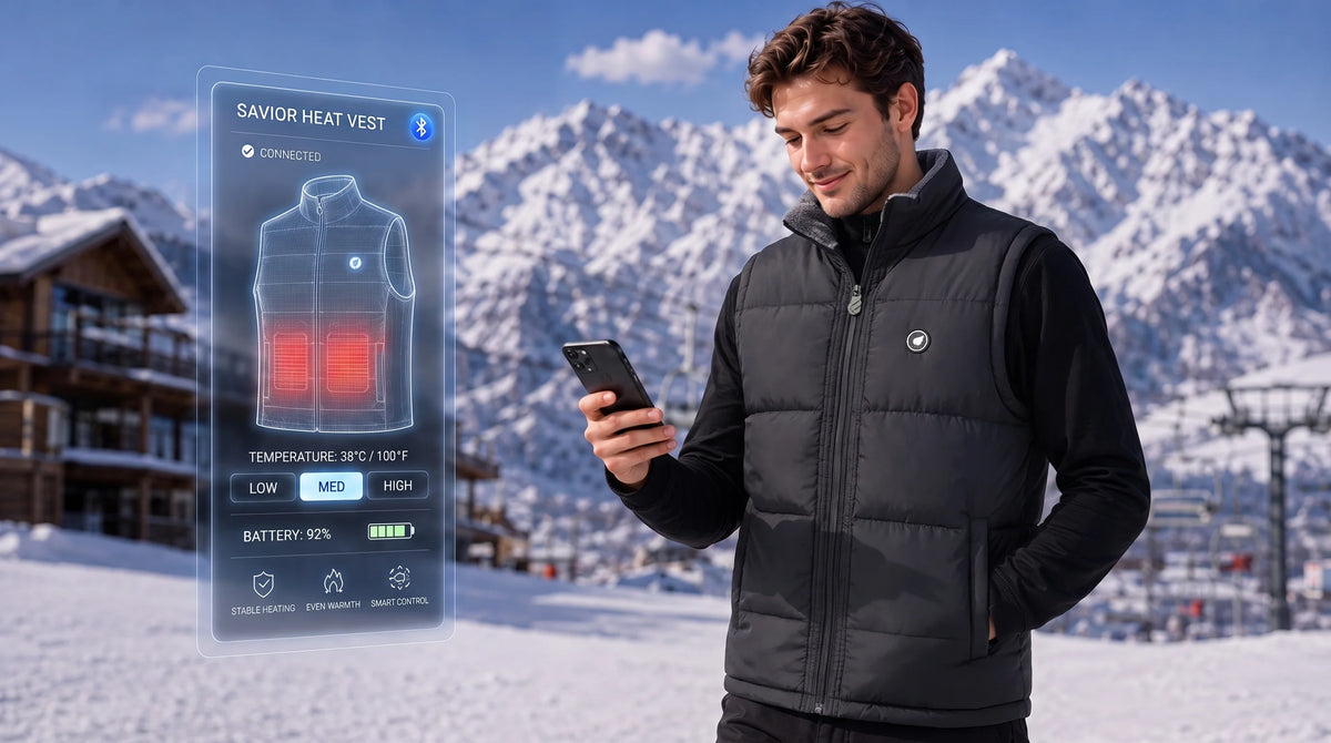 SAVIOR HEAT Men's Drawcord-Hem Heated Gilet – heating system detail