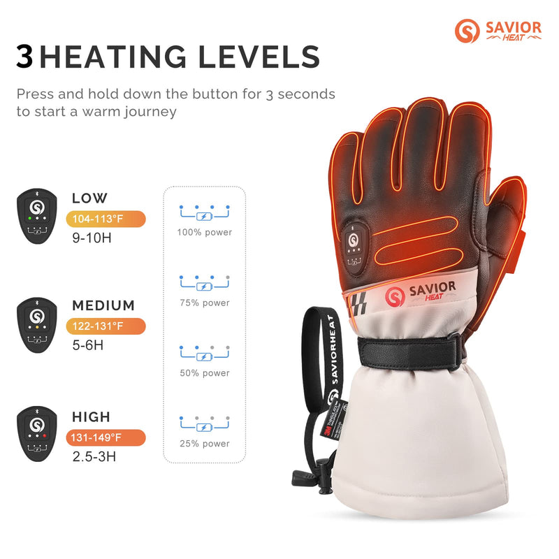 Load image into Gallery viewer, Savior Heated Ski Gloves 2.0 – Bluetooth &amp; Waterproof Goatskin
