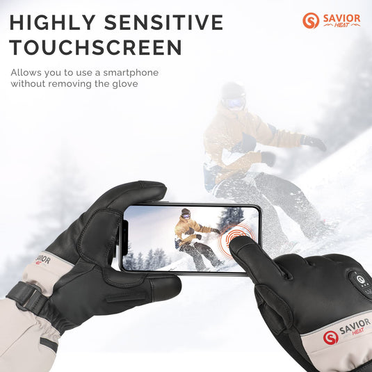Savior Heated Ski Gloves 2.0 – Bluetooth & Waterproof Goatskin
