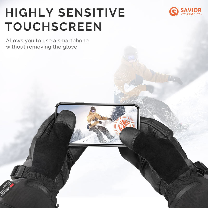 Load image into Gallery viewer, Savior Heated Ski Mittens 2.0 Upgraded  Bluetooth Control Waterproof Goatskin Palm
