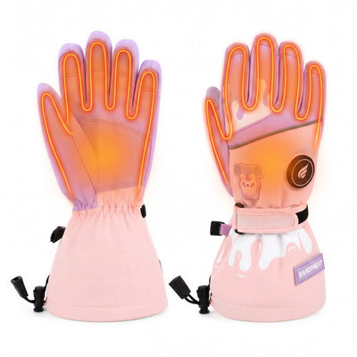 Bear-Print Kids Heated Ski Gloves 02