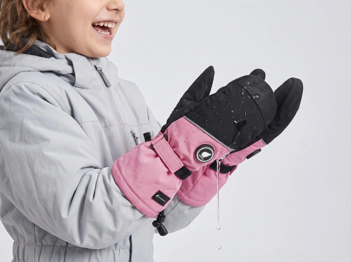 Water-Resistant Protection on Lightweight Kids Heated Ski Mittens by SAVIOR HEAT