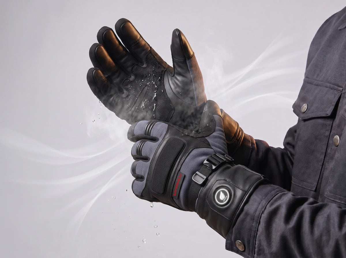 Waterproof, Windproof Goatskin Heated Work Gloves in Pro Black by SAVIOR HEAT