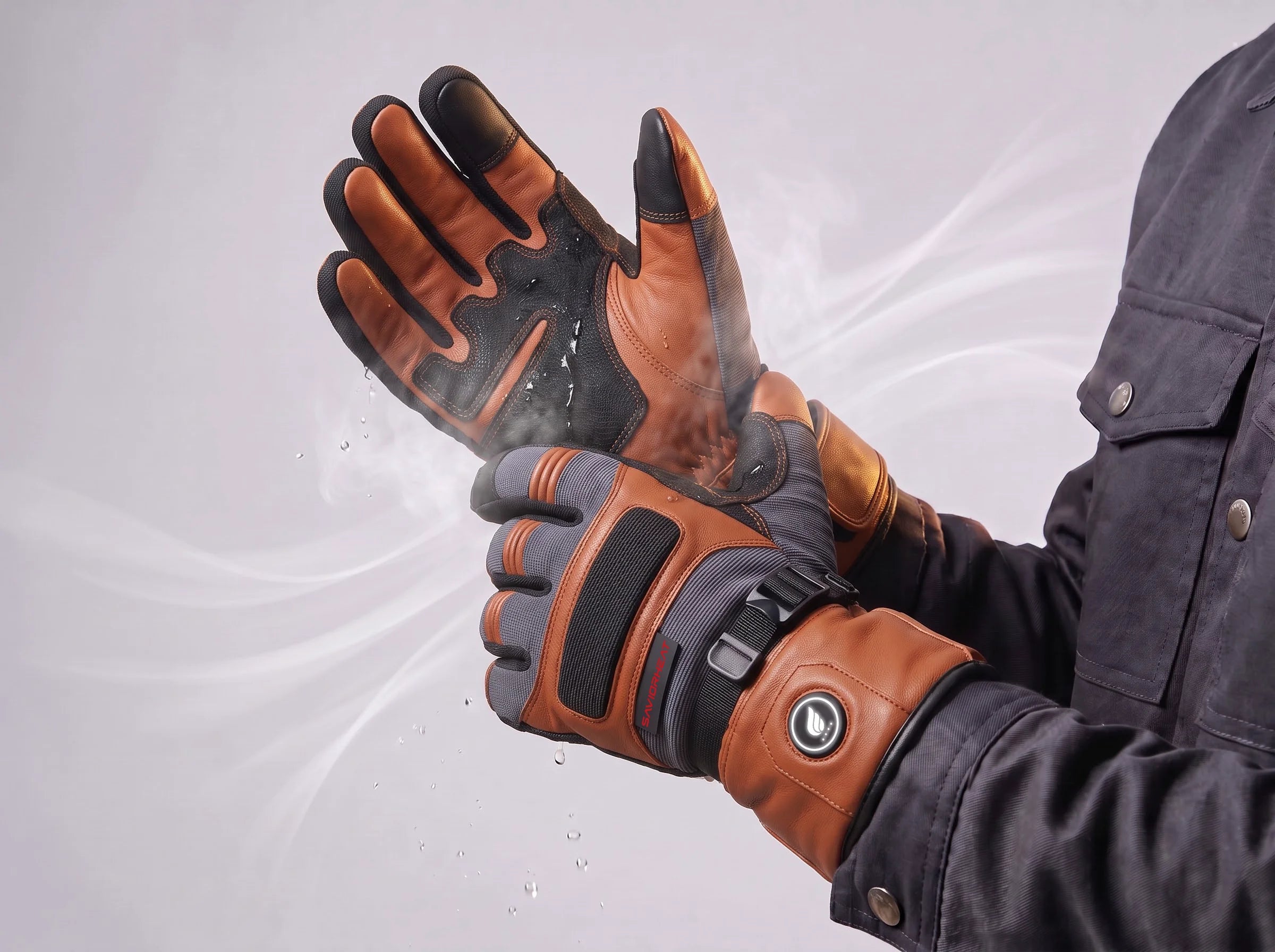 Waterproof, Windproof Goatskin Heated Work Gloves in Classic Brown by SAVIOR HEAT