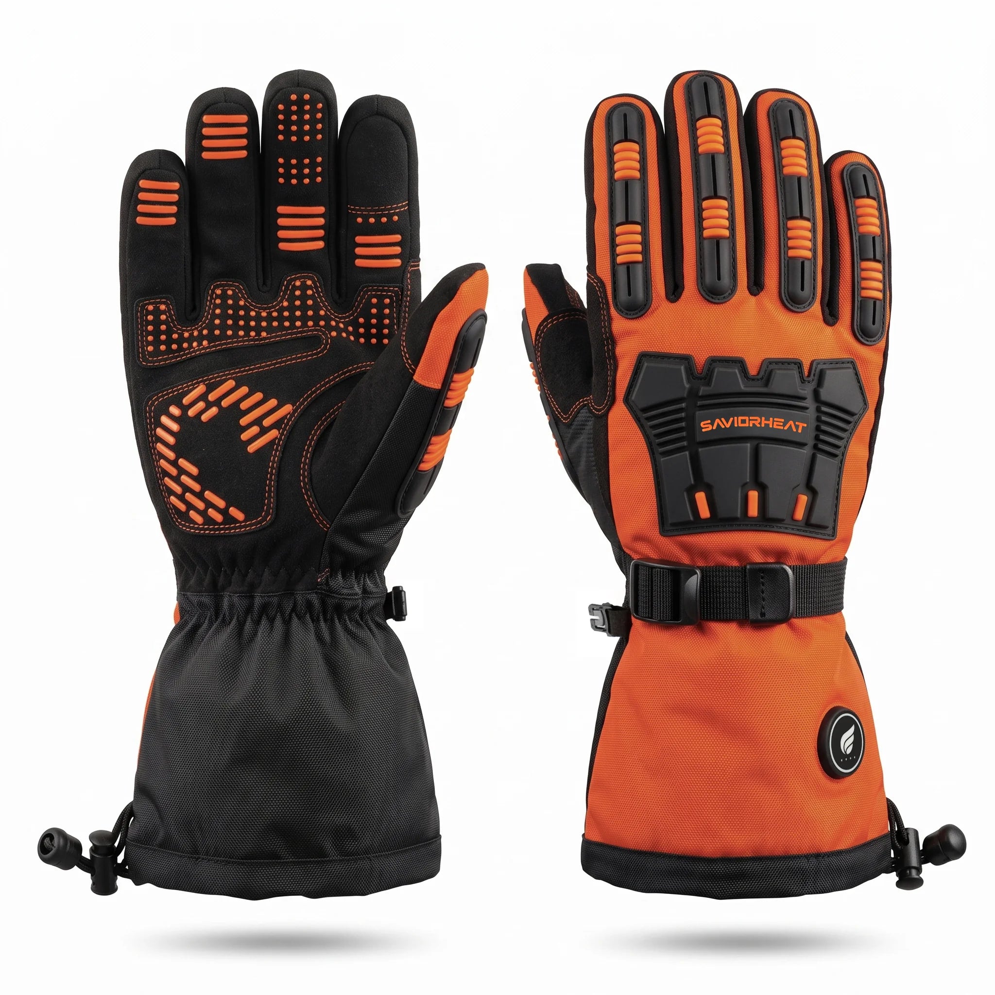 Heavy-Duty Heated Work Gloves – Hook-and-Loop Safety Orange 01