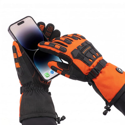 Heavy-Duty Heated Work Gloves – Hook-and-Loop Safety Orange 06