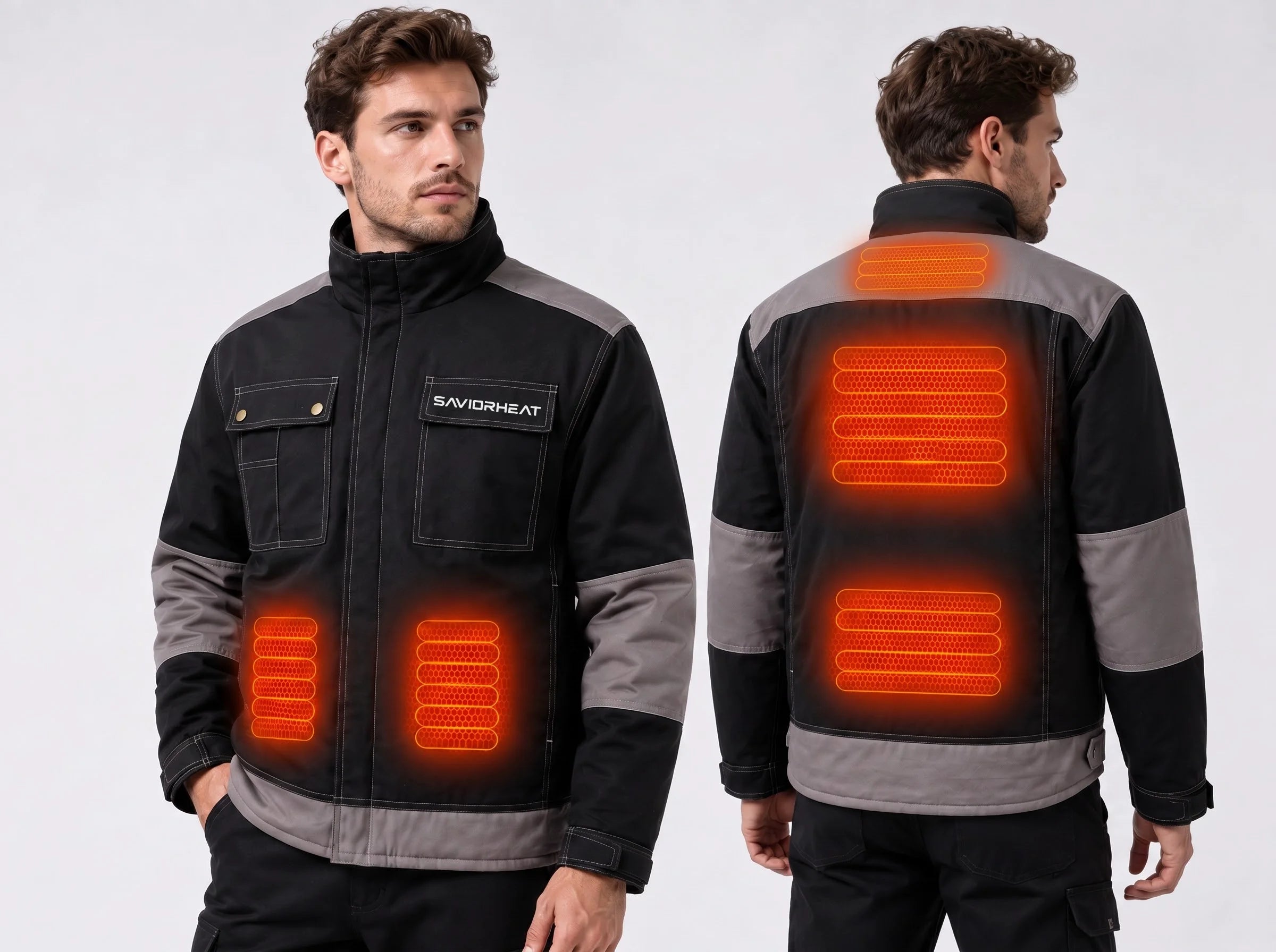 5-Zone Dual Heat Control – SAVIOR HEAT Comfort-Lined Heated Work Jacket