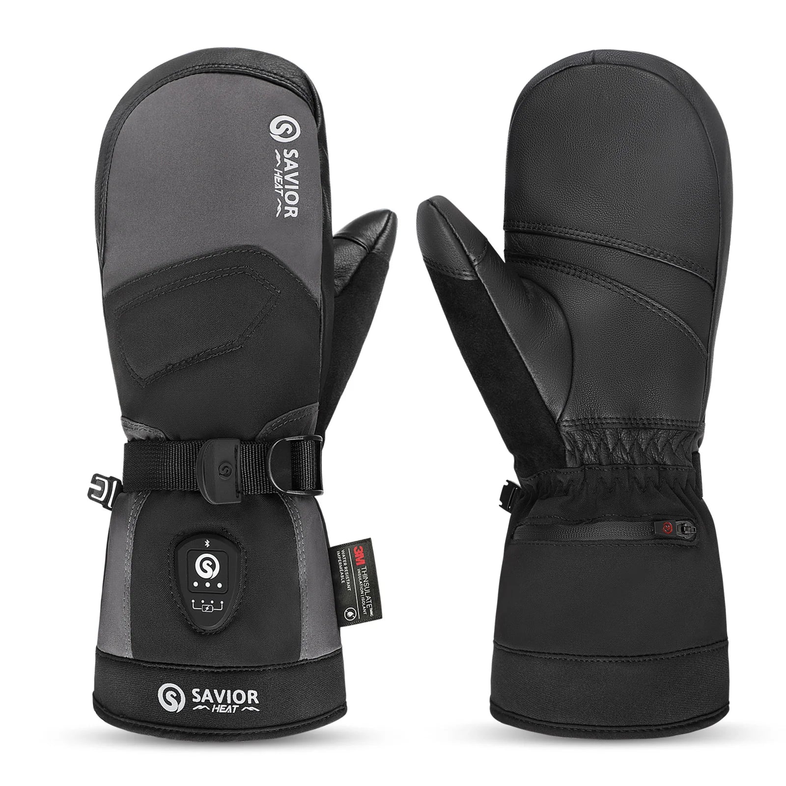 Savior Heated Ski Mittens 2.0 Upgraded  Bluetooth Control Waterproof Goatskin Palm - Savior Heat UK Official Store