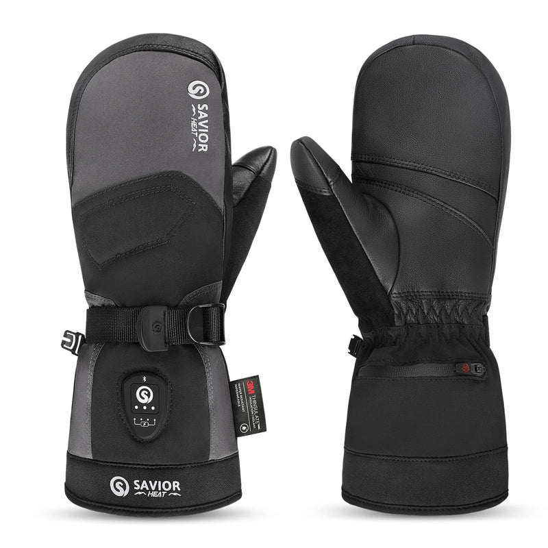 Load image into Gallery viewer, Savior Heated Ski Mittens 2.0 Upgraded  Bluetooth Control Waterproof Goatskin Palm 01

