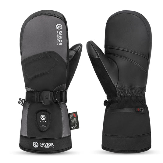 Savior Heated Ski Mittens 2.0 Upgraded  Bluetooth Control Waterproof Goatskin Palm 01