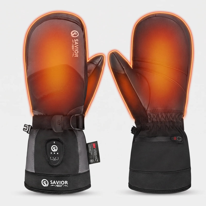 Load image into Gallery viewer, Savior Heated Ski Mittens 2.0 Upgraded  Bluetooth Control Waterproof Goatskin Palm 02
