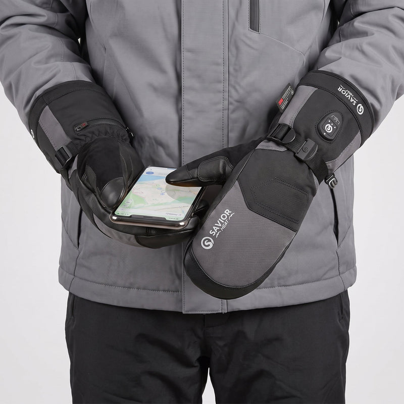 Load image into Gallery viewer, Savior Heated Ski Mittens 2.0 Upgraded  Bluetooth Control Waterproof Goatskin Palm 05
