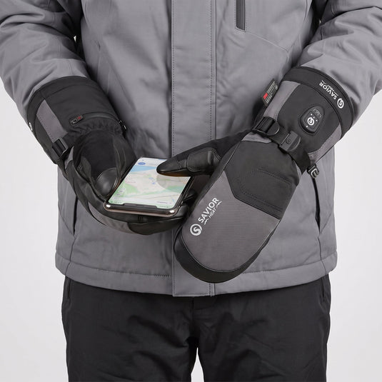 Savior Heated Ski Mittens 2.0 Upgraded  Bluetooth Control Waterproof Goatskin Palm 05