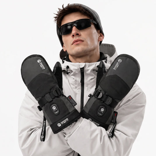 Savior Heated Ski Mittens 2.0 Upgraded  Bluetooth Control Waterproof Goatskin Palm 09
