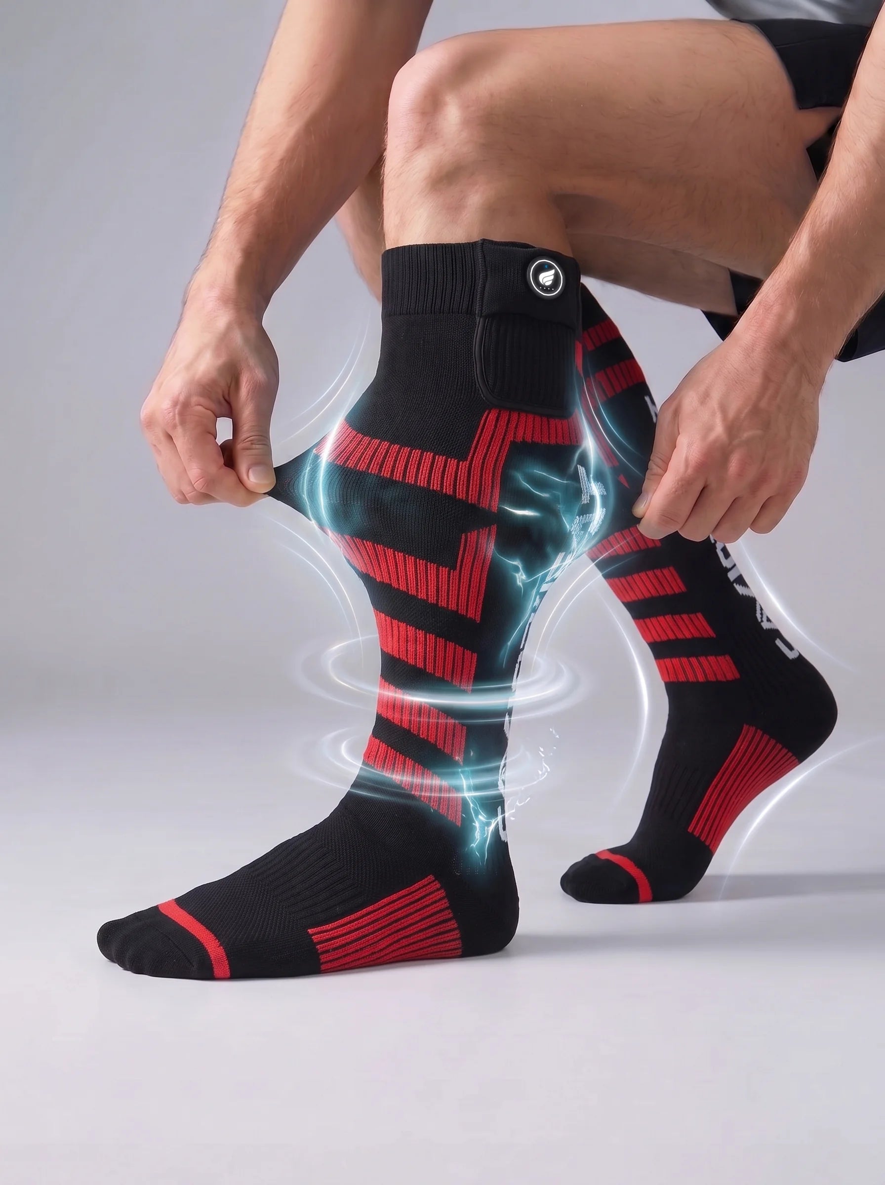 Flexible support zones on SAVIOR HEAT Stable Fit Heated Ski Socks for a secure, comfortable fit