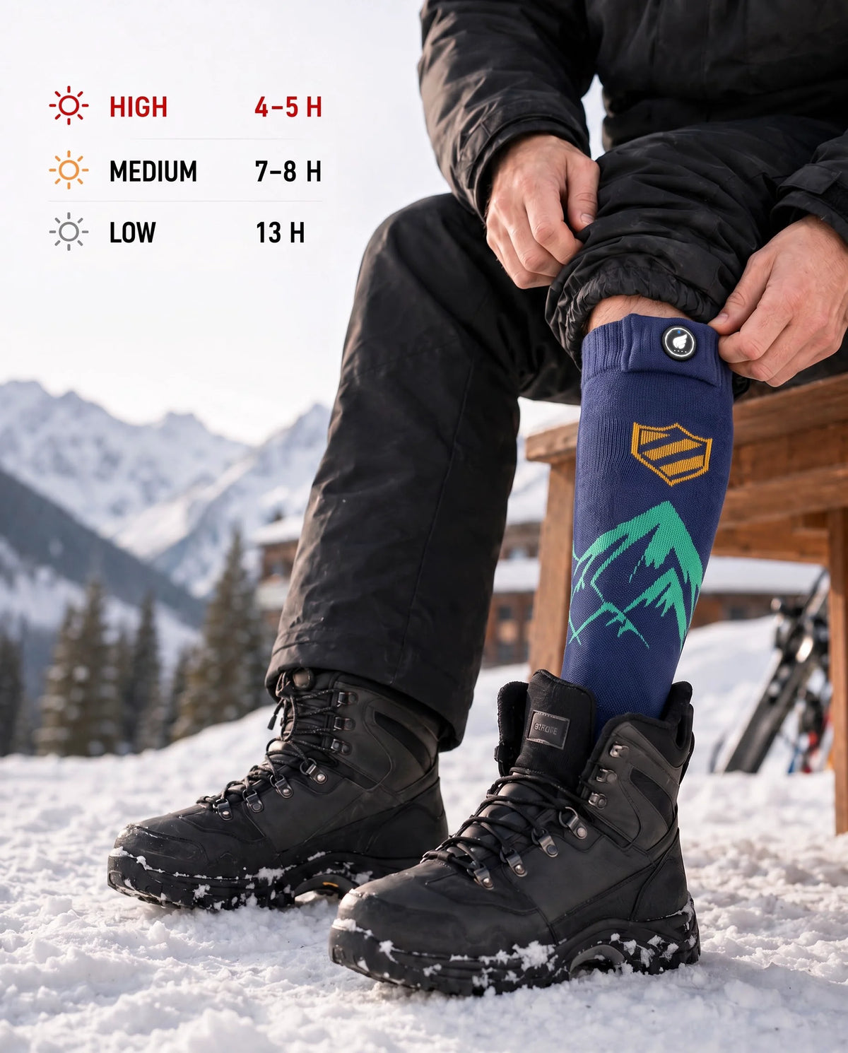Machine-washable SAVIOR HEAT Cushioned Boot Comfort Heated Ski Socks for easy winter care