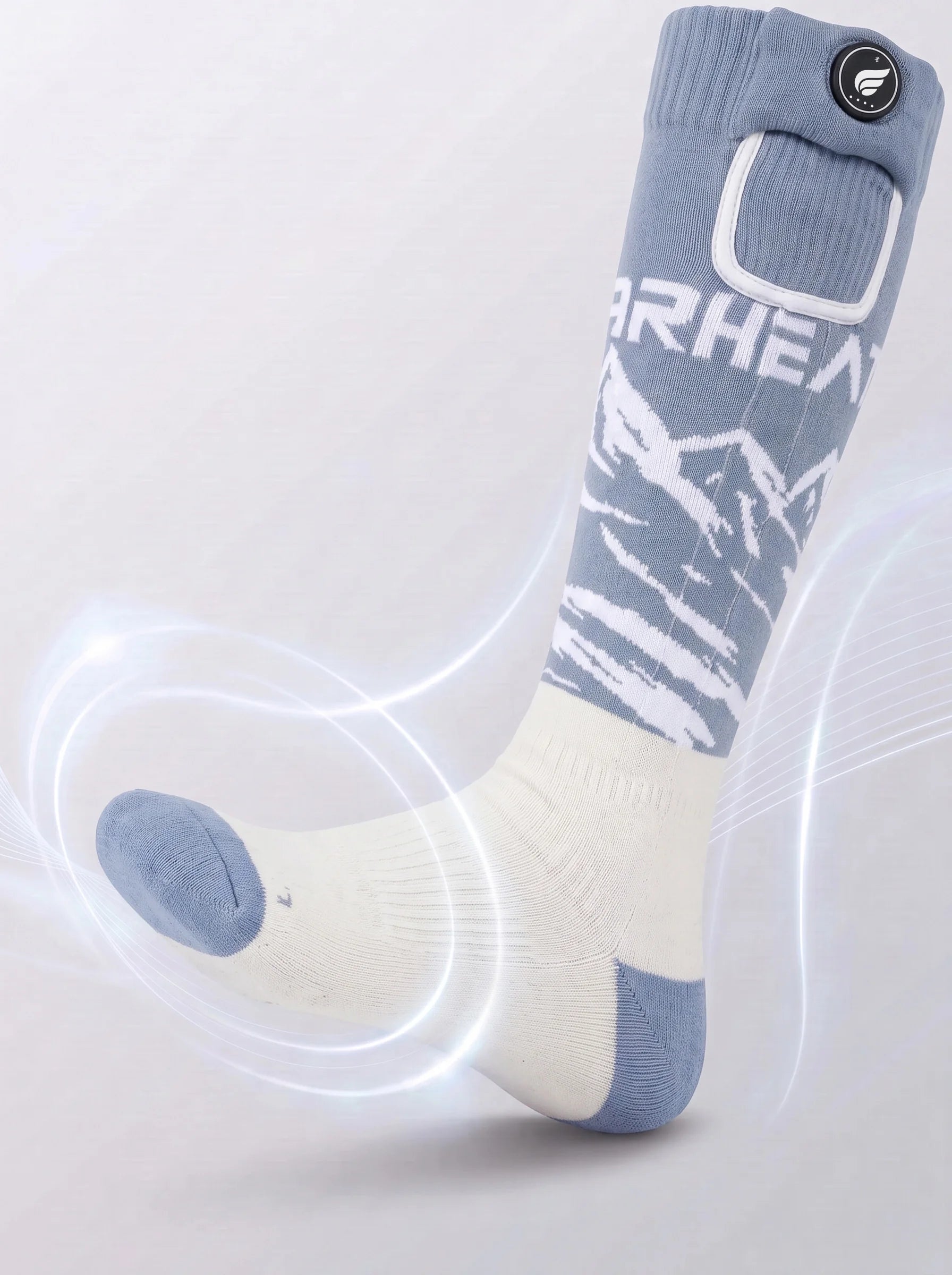 Targeted toe heating on SAVIOR HEAT Heat-Transfer Arch Support Heated Ski Socks for added warmth in cold conditions