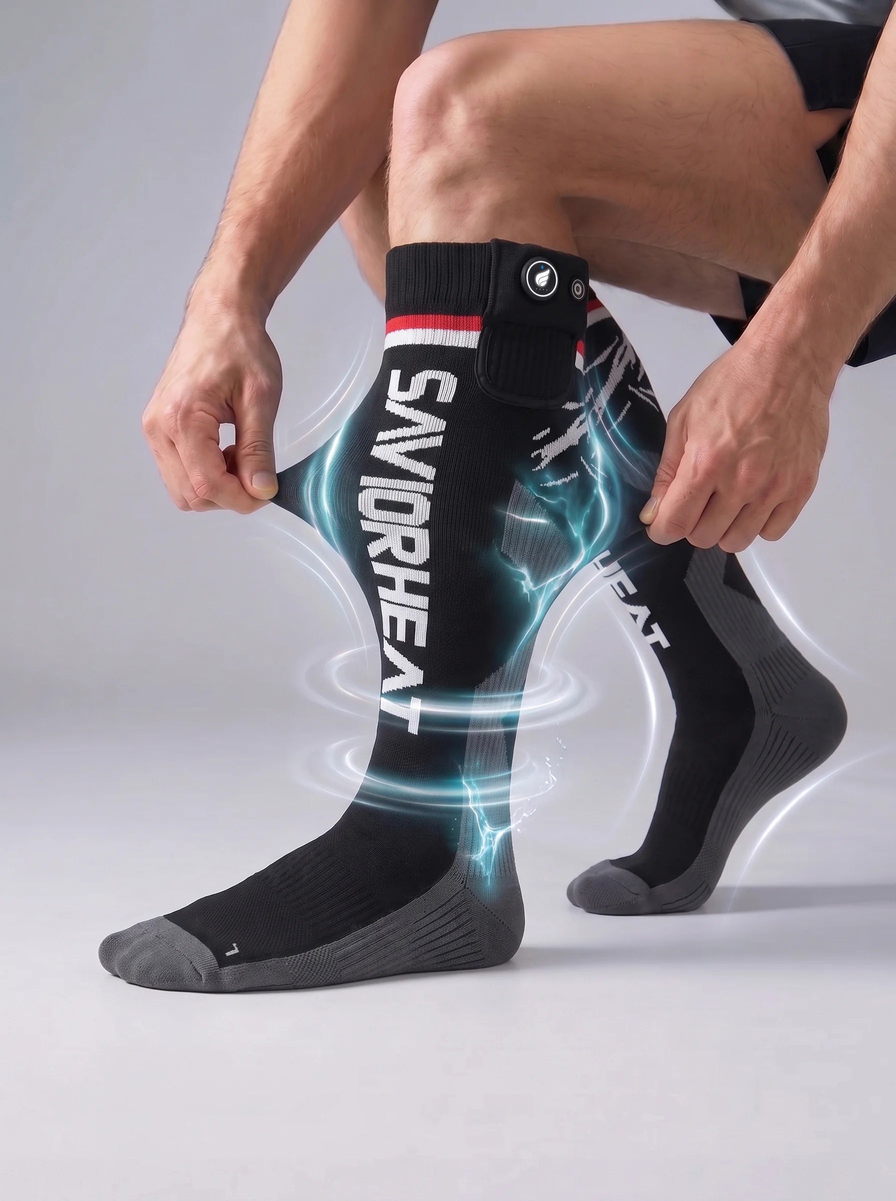 Flexible support zones on SAVIOR HEAT Magsnapic Charge Smart Heated Ski Socks for a secure, comfortable fit