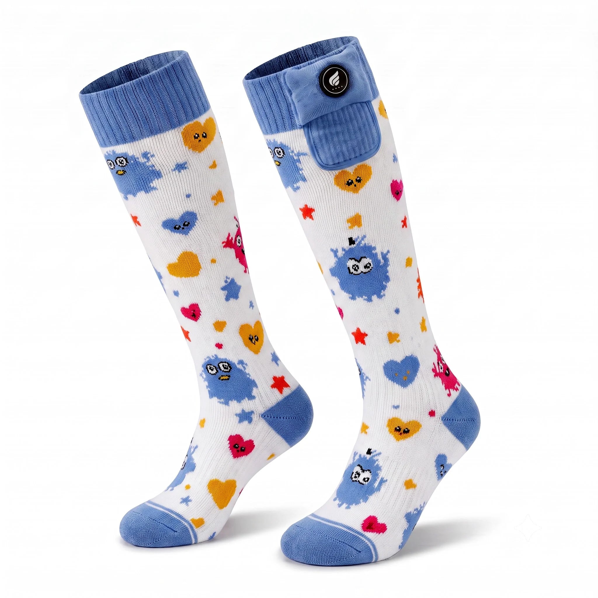 Monster-Print Kids Heated Ski Socks 01