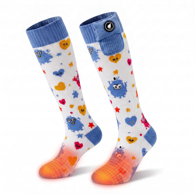 Monster-Print Kids Heated Ski Socks 02