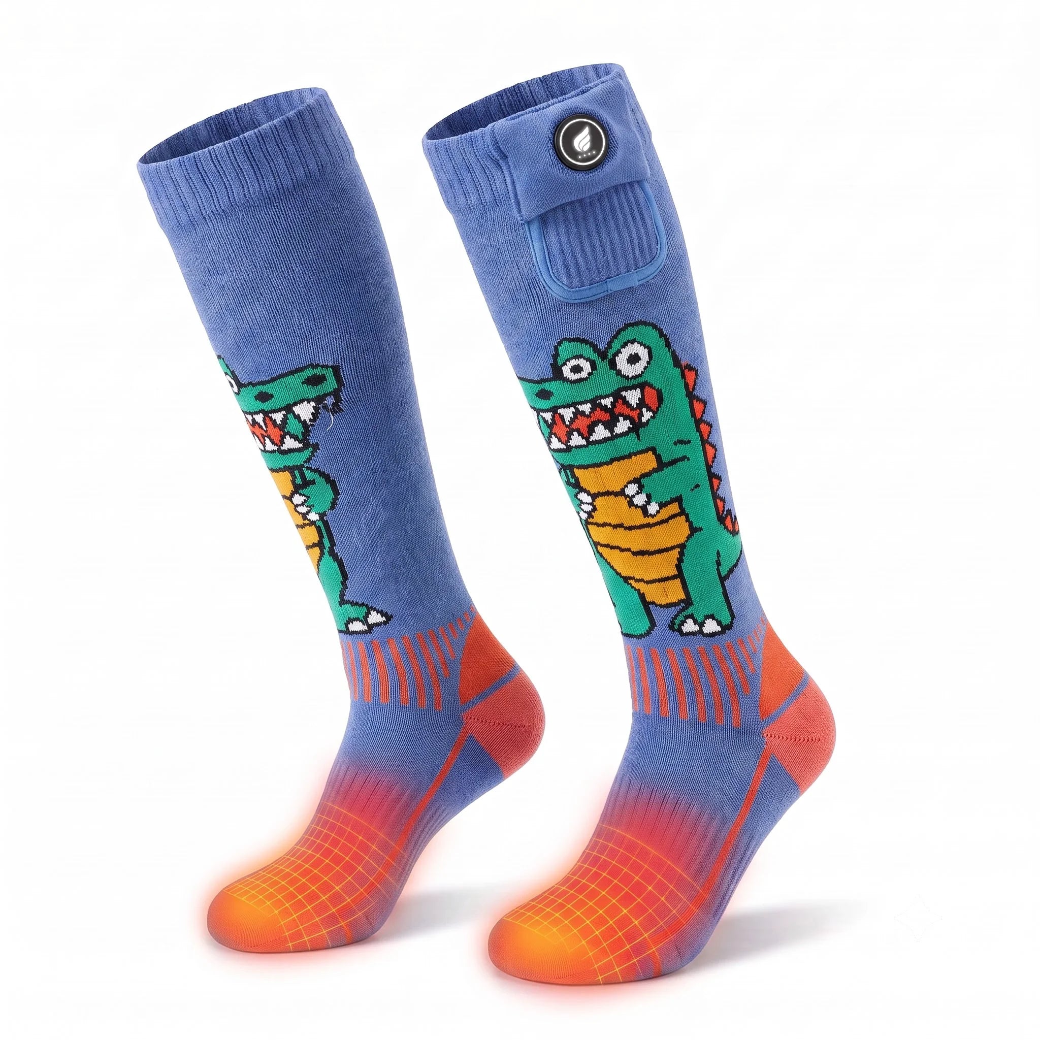 Crocodile-Print Kids Heated Ski Socks 02