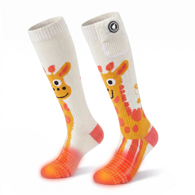 Giraffe-Print kids Heated Ski Socks 02