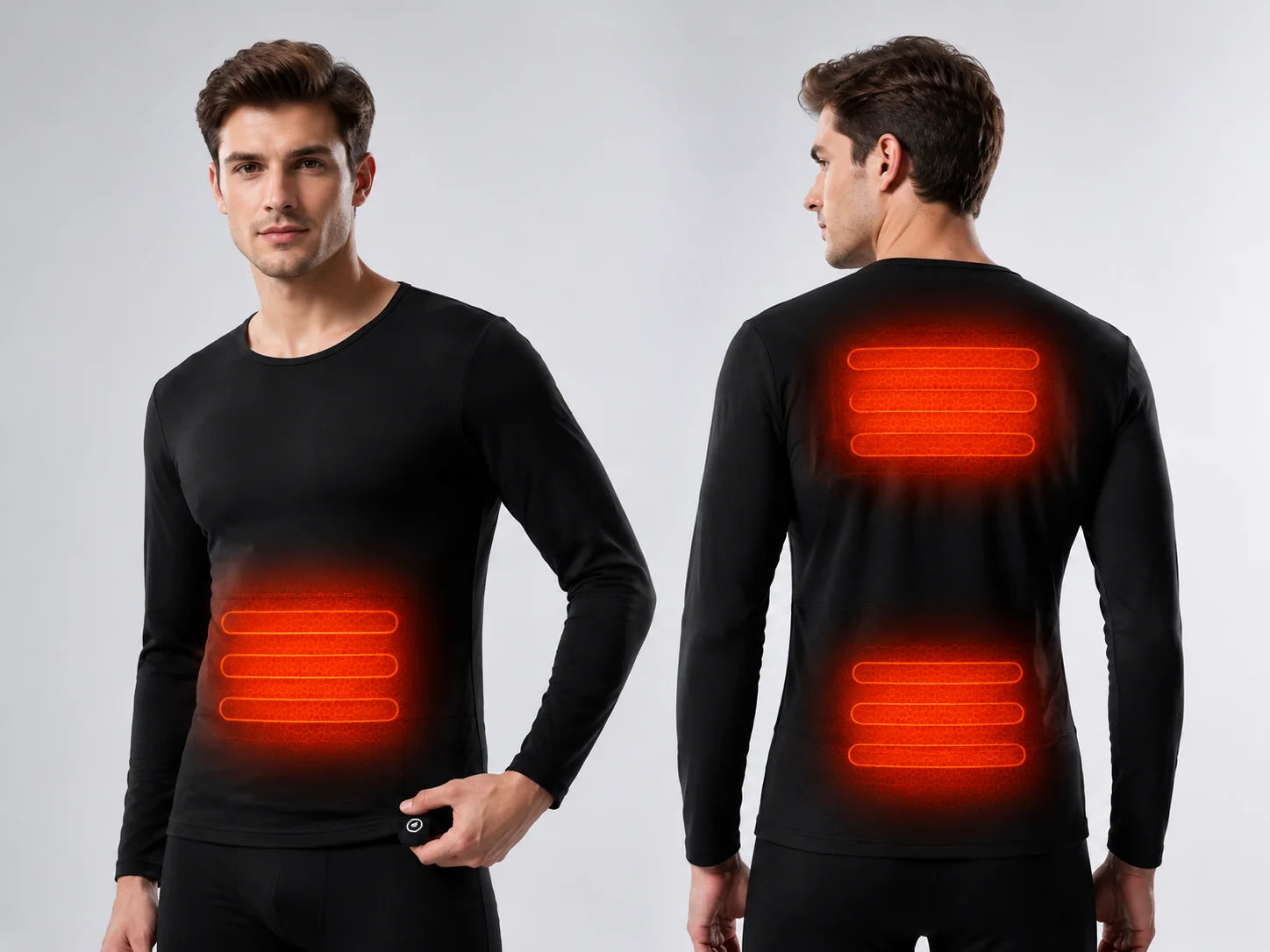 Targeted Core Heating – SAVIOR HEAT Men's Wool-Blend Heated Base Layer Top