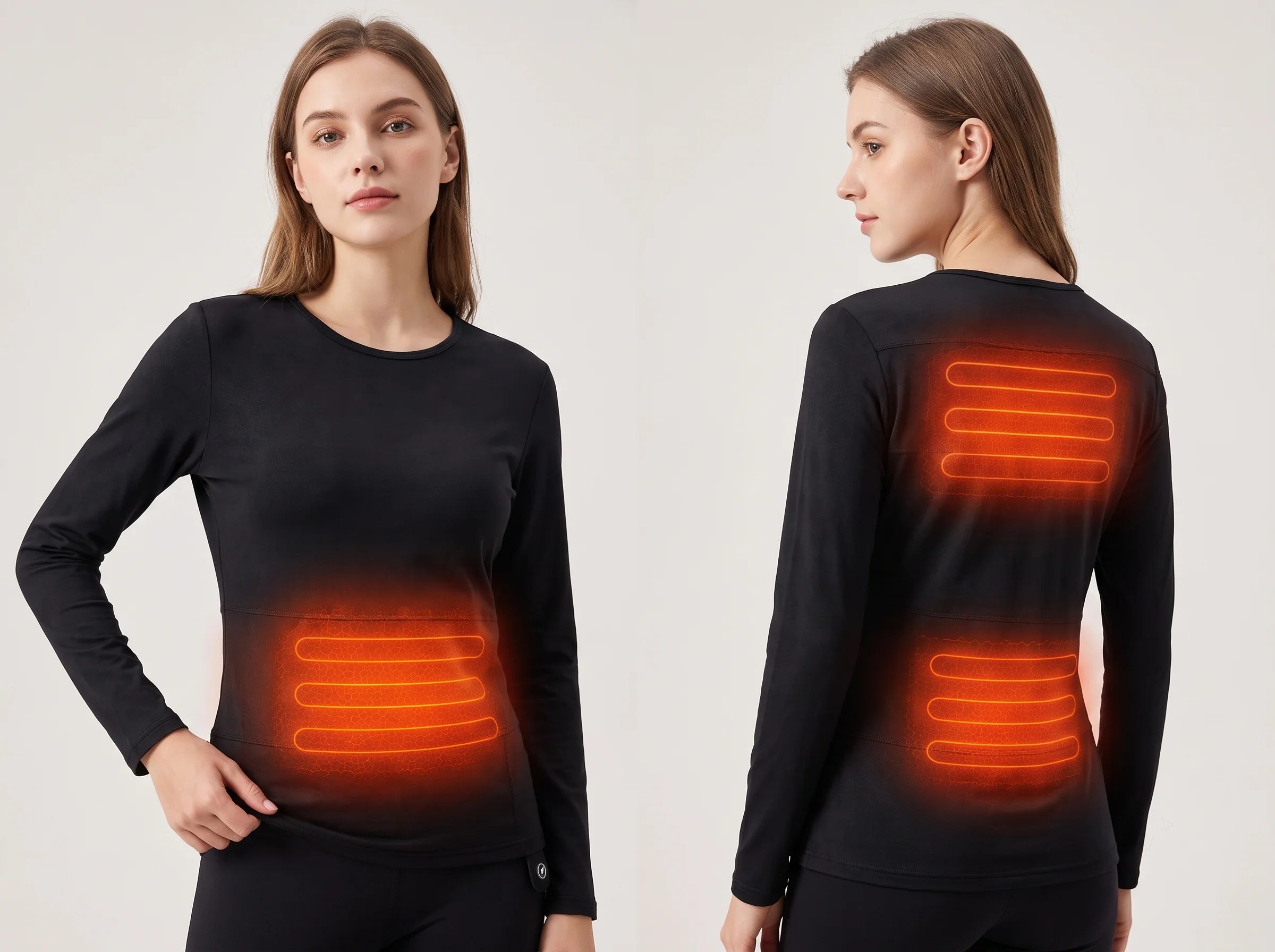 Targeted Core Heating – SAVIOR HEAT Women's Wool-Blend Heated Base Layer Top