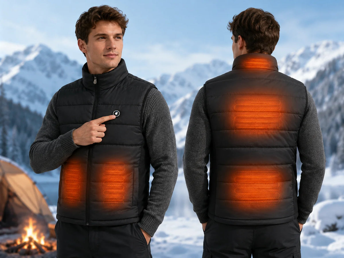 Fast 5-Zone Heating – SAVIOR HEAT Men's Stretch-Side Heated Gilet